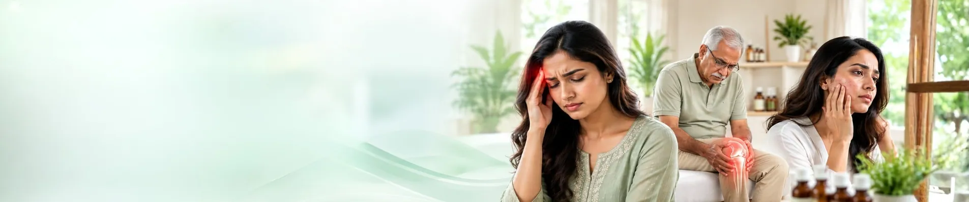 Patients with headache, knee pain and skin concerns